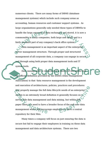 The Infrastructure of Data Management and Data Mining Capabilities