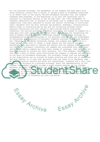 Change in Business Strategy of Vodafone