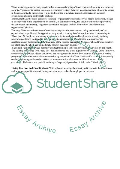 Contracted vs. In-House Security Paper