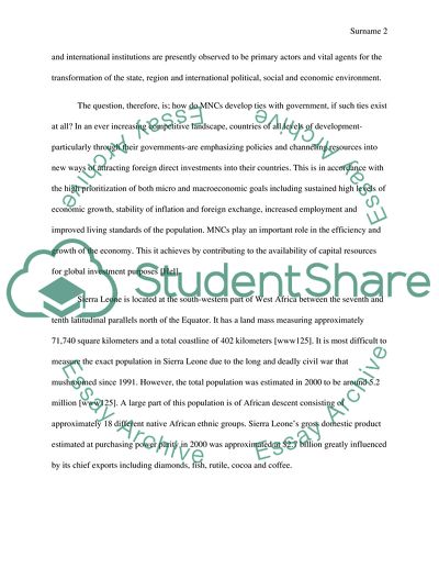 The Role of Multinational Corporations in Conflict in Sierra Leone