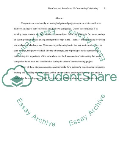 The Costs and Benefits of IT Outsourcing