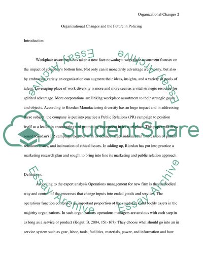 Organizational Changes and the Future in Policing