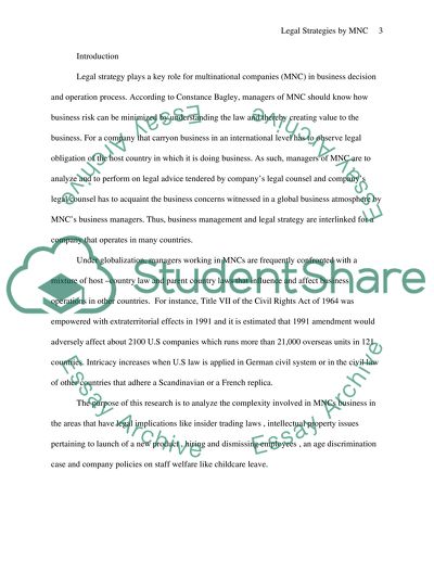 Legal Strategies Pursued by Multinational Companies