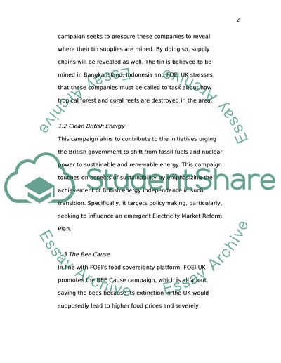 PR Campaign Plan for Friends of the Earth UK