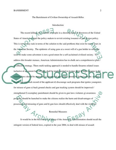 The Banishment of Civilian Ownership of Assault Rifles