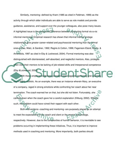 Failure/Negative Outcomes of Coaching/Mentoring