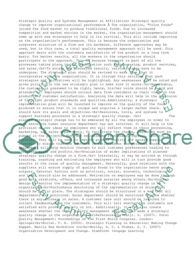 Strategic Quality and Systems Management