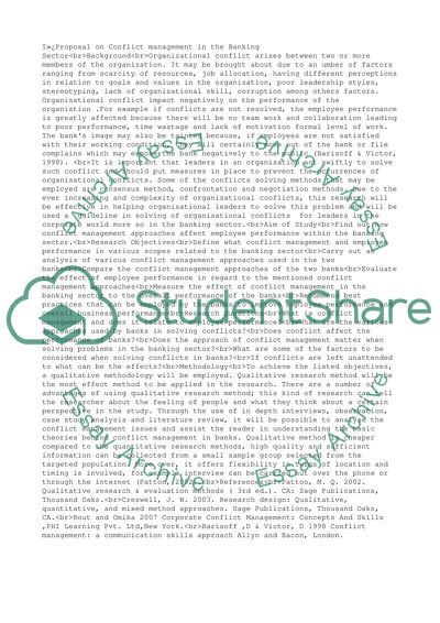 Conflict Management in the Banking Sector