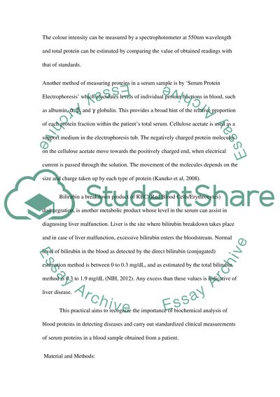 Biochemical Analysis of Blood