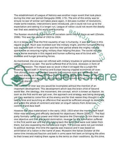 Inter War years (Between 1st and 2nd World War)