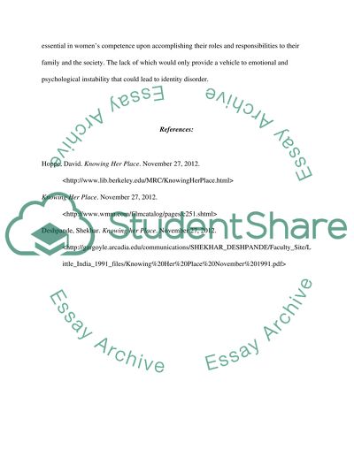 Analysis of movie knowing her place indu krishnan