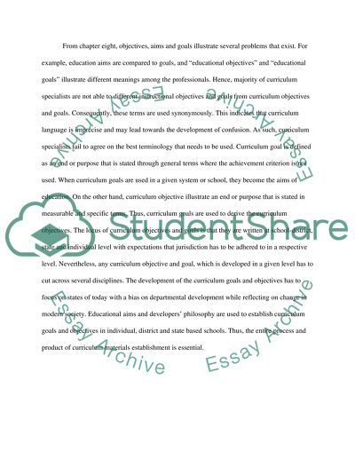 Curriculum Goals, Objectives, and Products