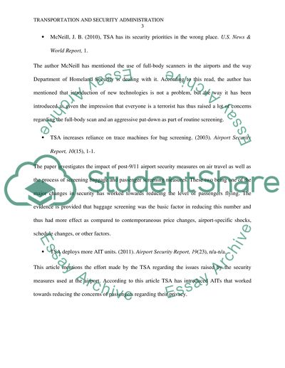 Transportation and Security administration