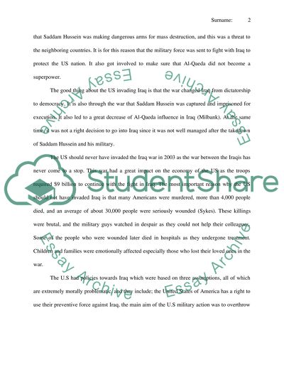 The US should have never invaded Iraq in 2003 (Public Rhetoric)