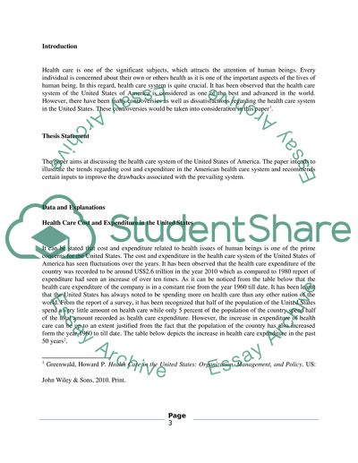 Report on the Cost of Health Care in the United States