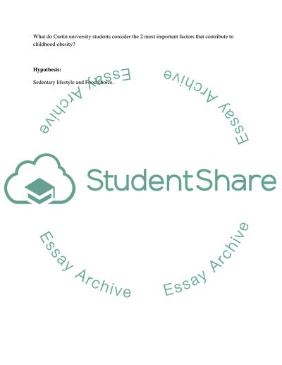 Factors Affecting Childhood Obesity