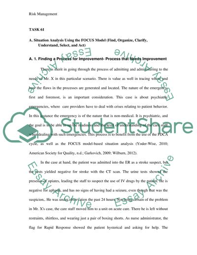 Risk Management - Situation Analysis Using the FOCUS Model