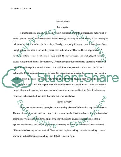 Literature Search - Mental Illness