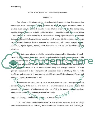 Review of the Popular Association-Mining Algorithms - Apriori