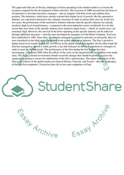 Strategic Management of Ford Motor Company