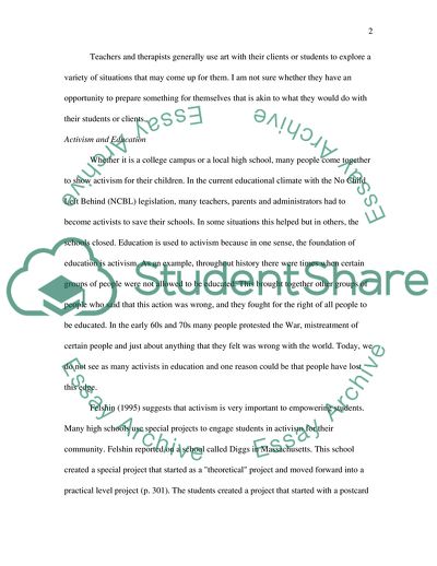 Activism: Teachers, Therapists and Self-Esteem