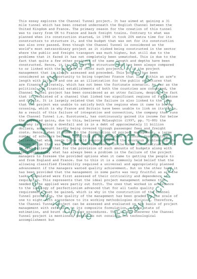 The Channel Tunnel Project: Critical Assessment and Probable Upgrading