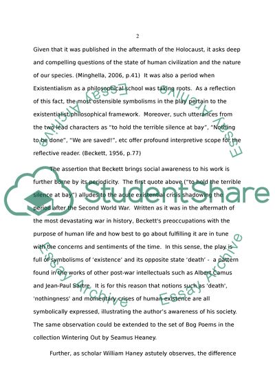 Waiting for Godot by Beckett and the poems The Grauballe Man & Strange Fruit by Heaney