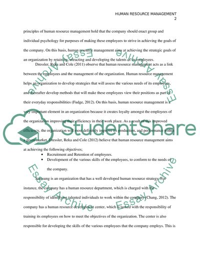 Human Resource Management at Samsung Group