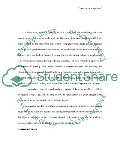 Classroom Management Plan