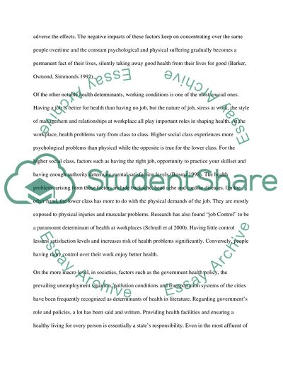 determinants of health essay example topics and well written extract of sample determinants of health