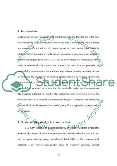 Main Constituents of Sustainability in Construction Design