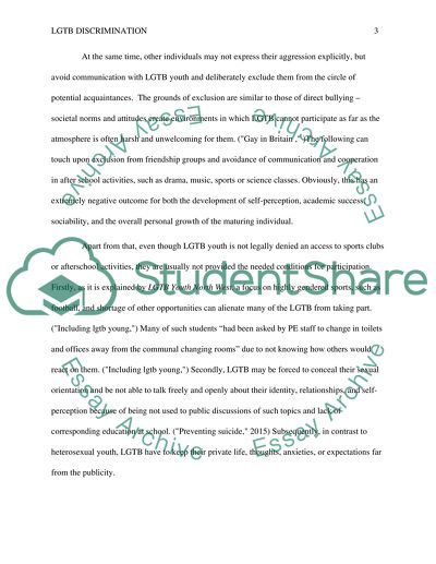 Discrimination of lesbian, gay, bisexual, transsexual young (LGBT)people