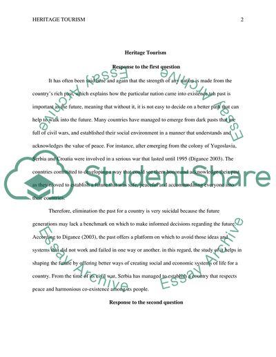 Heritage Tourism, two subtopic questions