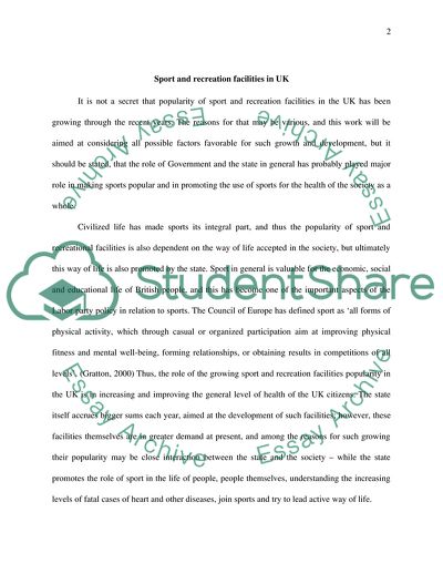 Sport and Recreational Facilities in the UK