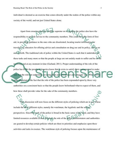 The Role of the Police in the Society