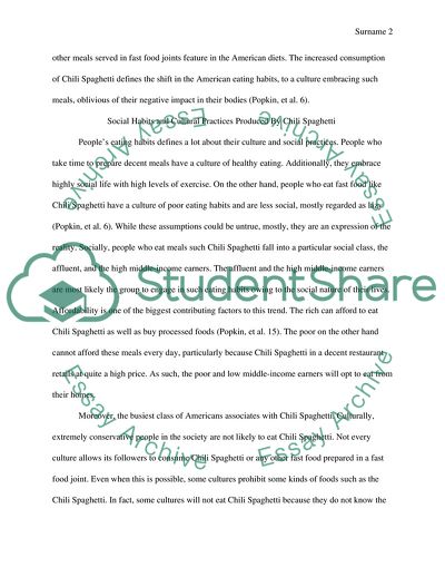 Chili Spaghetti and Social Habits and Cultural Practices