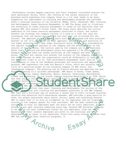 Human resource management of HMV