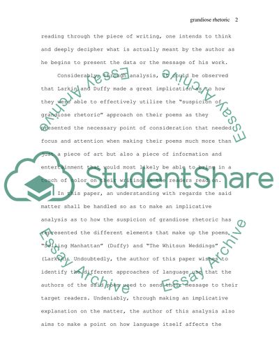 The Use of Suspicion of Grandiose Rhetoric on Poems