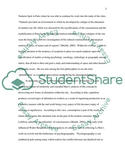 Writings of Henri Lefebvre and Geographers Understanding of the Modern City