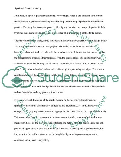 Spirtual care in nursing