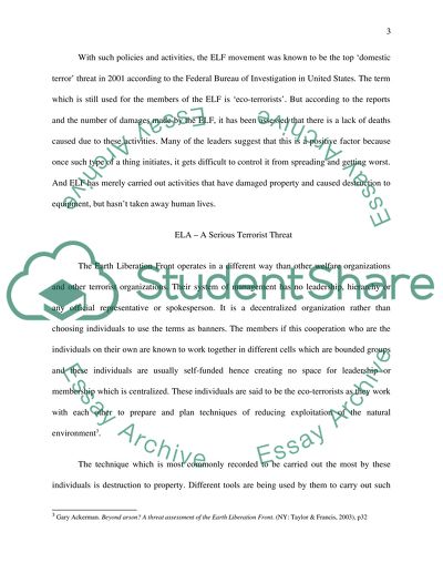 The Earth Liberation Front as a Serious Terrorist Threat