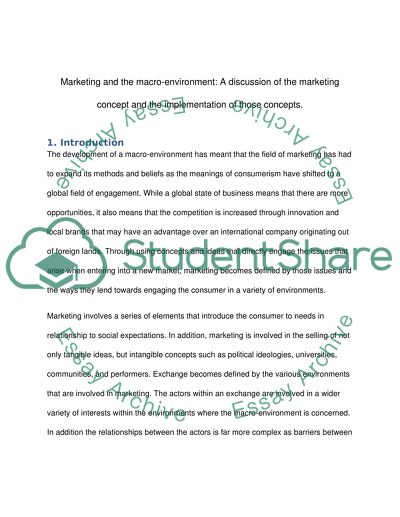 A Discussion of the Marketing Concept and the Implementation of those Concepts