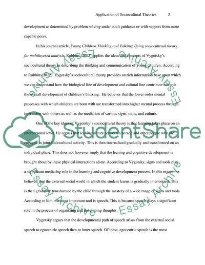 Application of Sociocultural Theories