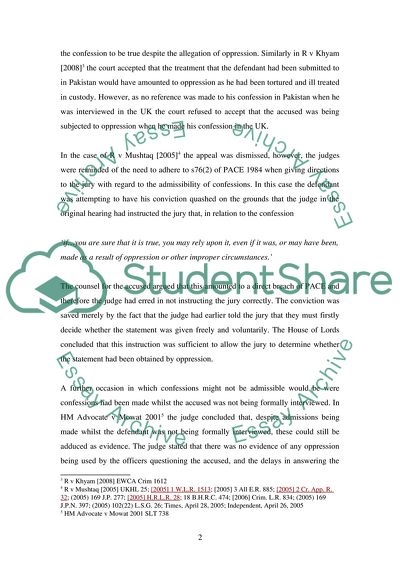 The Law on the Admissibility of Confession Evidence