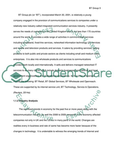 BT Group Plc - Financial Analysis and Source of Financing