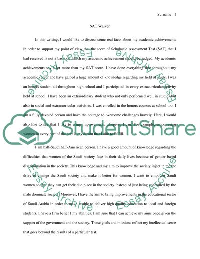 Scholastic Assessment Test Waiver