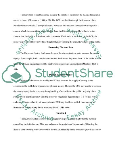 The Tools That Are Used By the European Central Bank (ECB) To Increase the Money Supply in the Economy