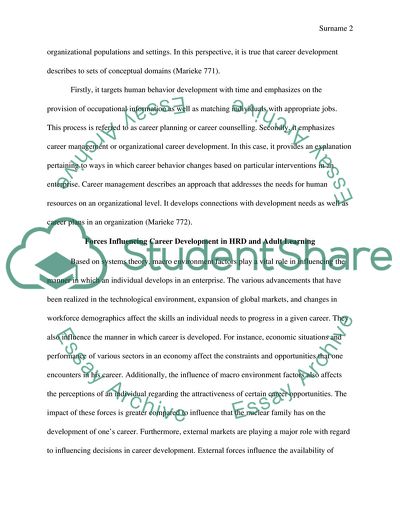 What the relationship between Organization Development and Adult Learning,Consulting in HRD,Career Development OR How Organization Development fit with Adult Learning,Consulting in HRD,Career Development