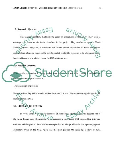 Investigation on Whether Nokia Should Quit the UK