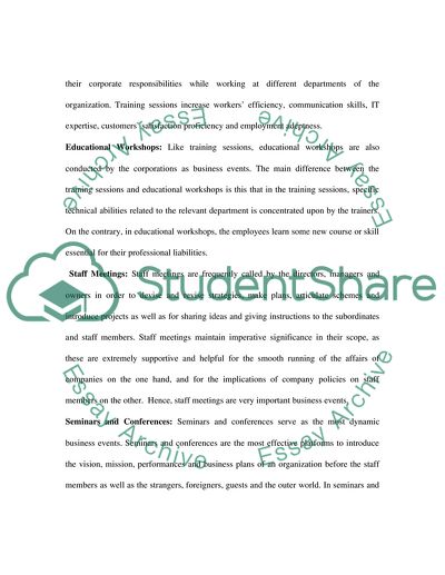 Business and Leisure Events